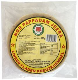 Pappadum cumin, unfried, 200g