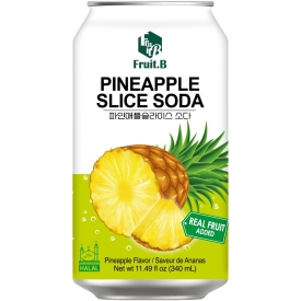 Carbonated drink with pineapple slices, with sweeteners, 340ml; Fruit.B