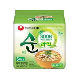 Instant Ramen noodle soup Veggie Soon Ramyun, Vegan, Mild, Family Pack, 112g x 5