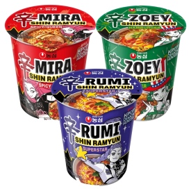  NONGSHIM Instant Cup Noodles SHIN RAMYUN DEMON HUNTERS, 3 × 68 g